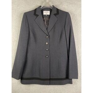 Kasper ASL Women's 4 Skirt Suit Gray w/ Black Accents Fully Lined 2-Piece Set